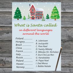 Christmas party games,Christmas Around the World Game Printable,Winter house Christmas Trivia Game Cards