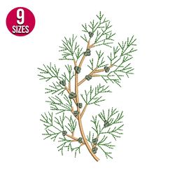 pine branch embroidery design, machine embroidery pattern, instant download