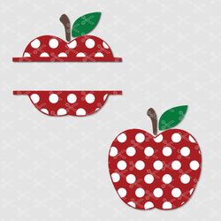Apple Svg, Apple Monogram Svg, Apple Polka Dots Fruit Svg, Png Dxf Eps File