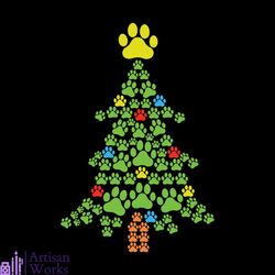christmas dog paw tree svg, christmas svg, dog paw tree svg