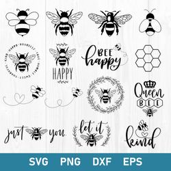 Bee Bundle Svg, Bee Kind Svg, Bee Queen Svg, Png Dxf Eps Digital File