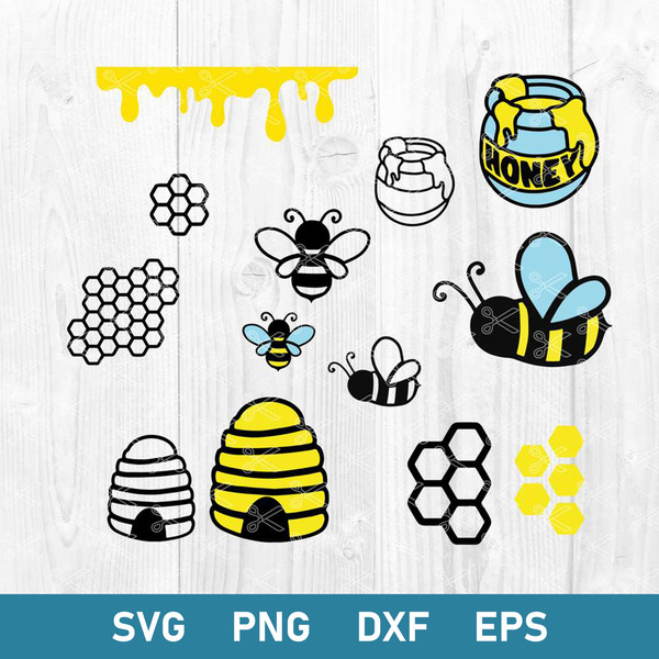 Bee Honey Bundle Svg, Bee HoneySvg, Bee Svg, Png Dxf Eps Digital File.jpg