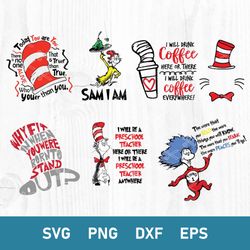 Bundle Dr Seuss Svg, Cat In The Hat Svg, Thing Svg, Sam I Am Svg, Png Dxf Eps File