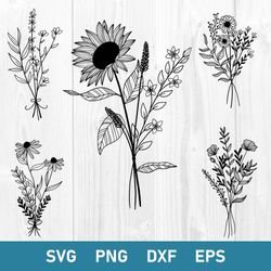 Bundle Wildflowers Svg, Wildflowers Svg, Flower Svg, Png Dxf Eps File