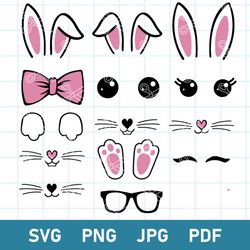 Bunny Easter Bundle Svg, Bunny Face Svg, Easter Bunny Svg, Boy Bunny Svg, Png Jpg Pdf File