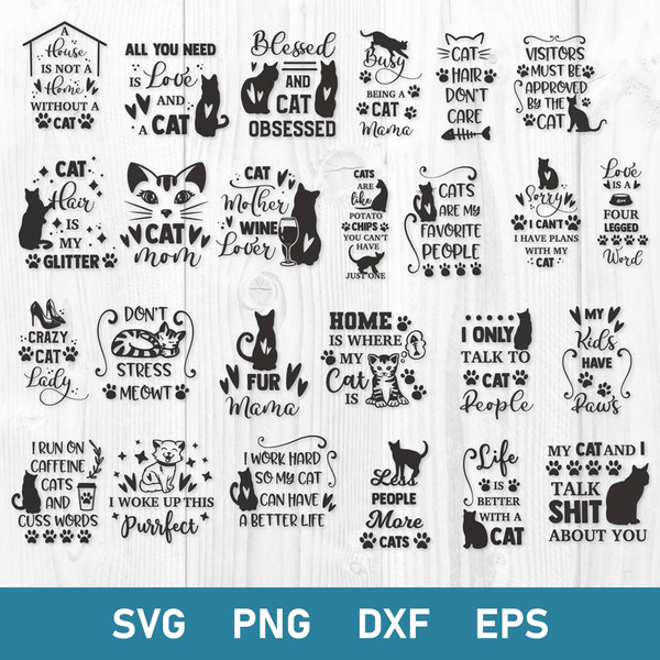Cat Quotes Bundle Svg, Cat Quotes Svg, Cat Svg, Animal Svg, Png Dxf Eps File.jpg