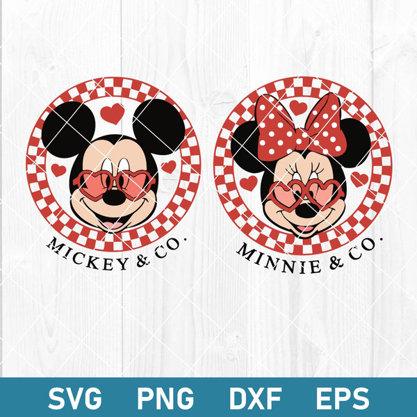 Checkered Valentines Mickey And Minnie Mouse Svg, Valentines Day Svg, Magical Valentine Svg, Dxf Eps Digital File.jpeg