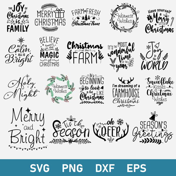 Christmas Farmhouse Bundle Svg, Christmas Svg, Christmas Quotes Svg, Png Dxf Eps Digital File.jpg
