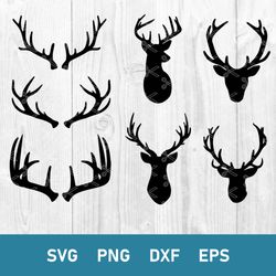 Deer Head and Antlers Bundle Svg, Deer Head Svg, Deer Antlers Svg, Deer Svg, Png Dxf Eps Digital File