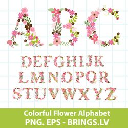 Floral Flower Alphabet Png, Flower Alphabet Png, Floral Flower Png, Eps Digital File