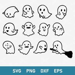 Ghost Bundle Svg, Boo Cute Svg, Ghost Svg, Halloween Svg, Png Dxf Eps Digital File