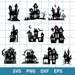 Haunted House Bundle Svg, Haunted House Svg, Haunted House Cartoon Svg, Haunted House Halloween Svg, Png Dxf Eps File