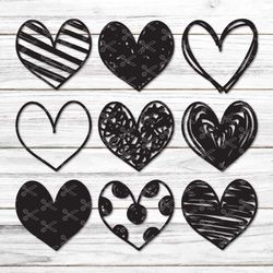 Heart Bundle Svg, Heart Svg, Valentines Day Svg, Sketch Heart Svg, Simple Heart Svg, Heart Cricut Svg, Png Dxf Eps Digit