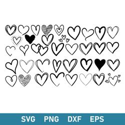 Heart Bundle Svg, Heart Svg, Valentines Day Svg, Sketch Heart Svg, Simple Heart Svg, Png Dxf Eps Digital File