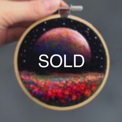(9cm) embroidered and needle felted painting