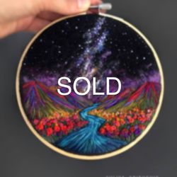 Textile painting, Space embroidery and needle felted art