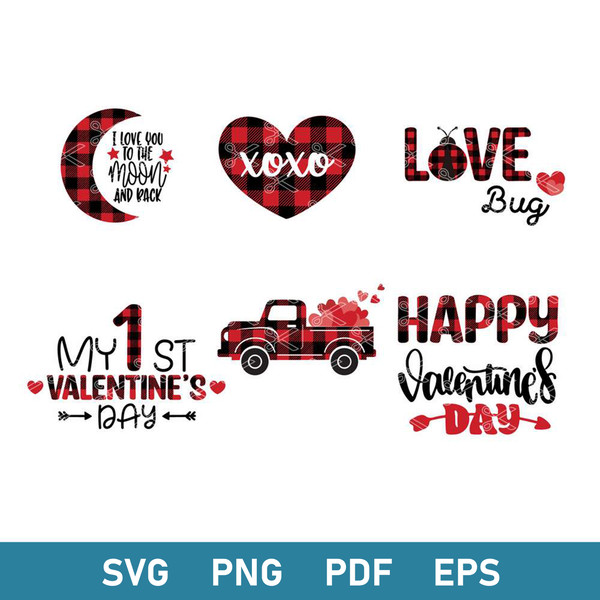 Plaid Valentines Day Svg, Happy Valentine Day Svg, Valentine Svg , Png Dxf Eps File.jpg