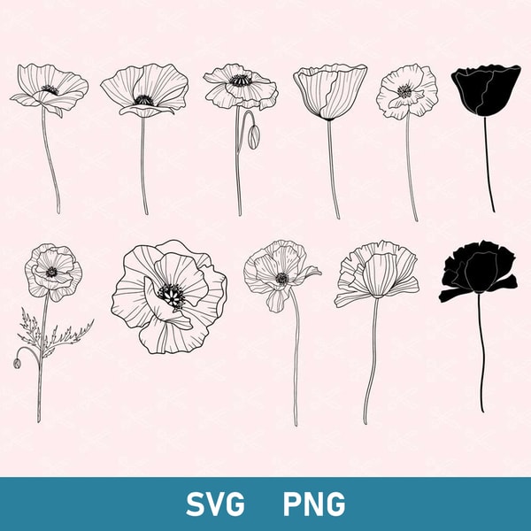 Poppy Dfx File Poppy Flowers Bundle Svg, Poppy Flowers Svg, Poppy Flowers B | Inspire ...