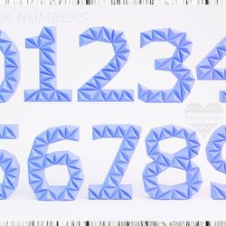 DIY Paper Numbers 0-9 3D Papercraft Printable PDF, height 50 cm