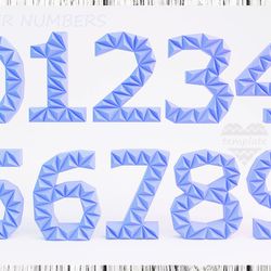 diy paper numbers 0-9 3d papercraft printable pdf, height 50 cm