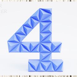 DIY Paper Number Four 3D Papercraft Printable PDF