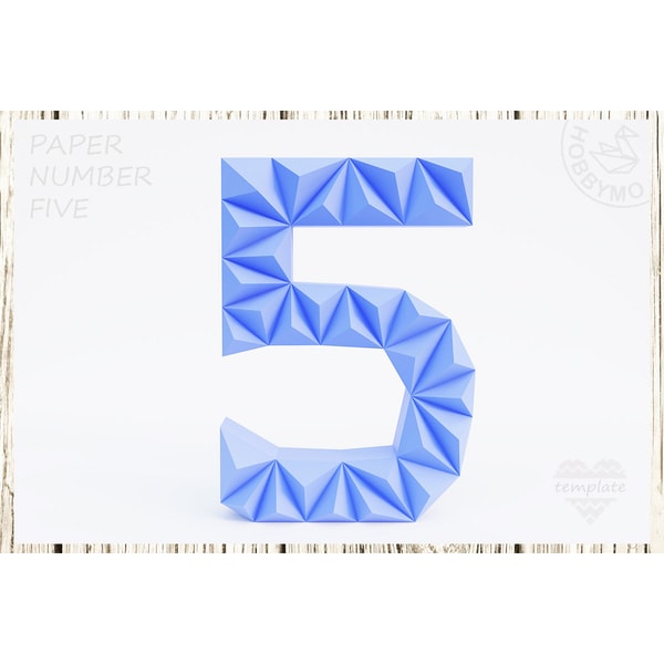 Paper Style Number DIY Paper Number Five 3D Papercraft Printable PDF | Inspire Uplift