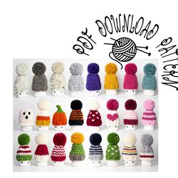 Marshmallow mugs hats PDF download knitting pattern bundle 17 designs