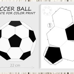 DIY Paper Soccer Ball for color print 3D Papercraft PDF