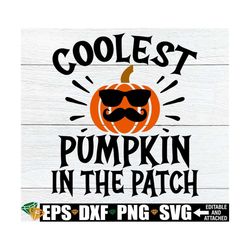 coolest pumpkin in the patch, kids halloween shirt svg, kids thanksgiving shirt svg, kids fall shirt svg, boys halloween
