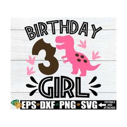 3rd Dinosaur Birthday Girl, Dinosaur Birthday Girl svg, Dinosaur 3rd Birthday svg, 3rd Dinosaur Birthday svg,Dinosaur Th