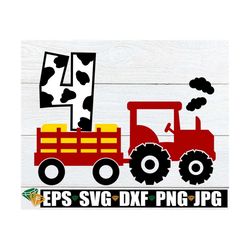 tractor pulling four. farmer fourth birthday svg. fourth birthday svg. cow 4th birthday.birthday svg. fourth birthday sv