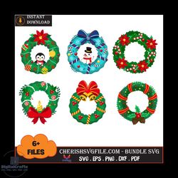 6 files laurel wreath bundle svg, christmas svg, laurel wreath bundle svg