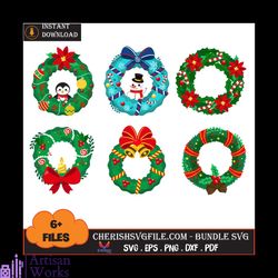 6 files laurel wreath bundle svg, christmas svg, laurel wreath bundle svg
