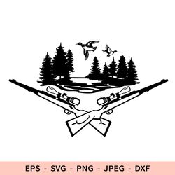 Duck Hunting Svg Hunter Dxf File for Cricut Hunting Forest Png Gun Cut File