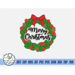 Christmas Holly Mistletoe Embroidery File - Instant Download - Text Word Design For Clothing Decoration - Pattern For Xm