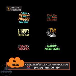 6 files happy christmas bundle svg, christmas svg, happy christmas bundle svg