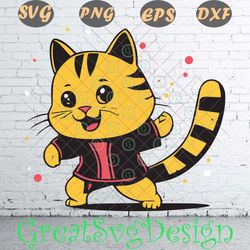 The cartoon cat moves with playful elegance and grace full of charm Svg Png Dxf Eps