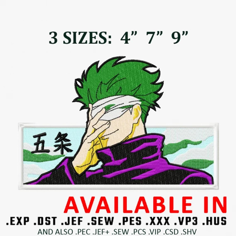 Gojo green embroidery design