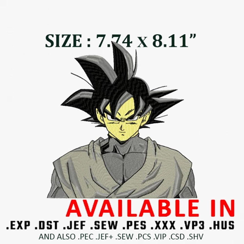 Goku black embroidery design