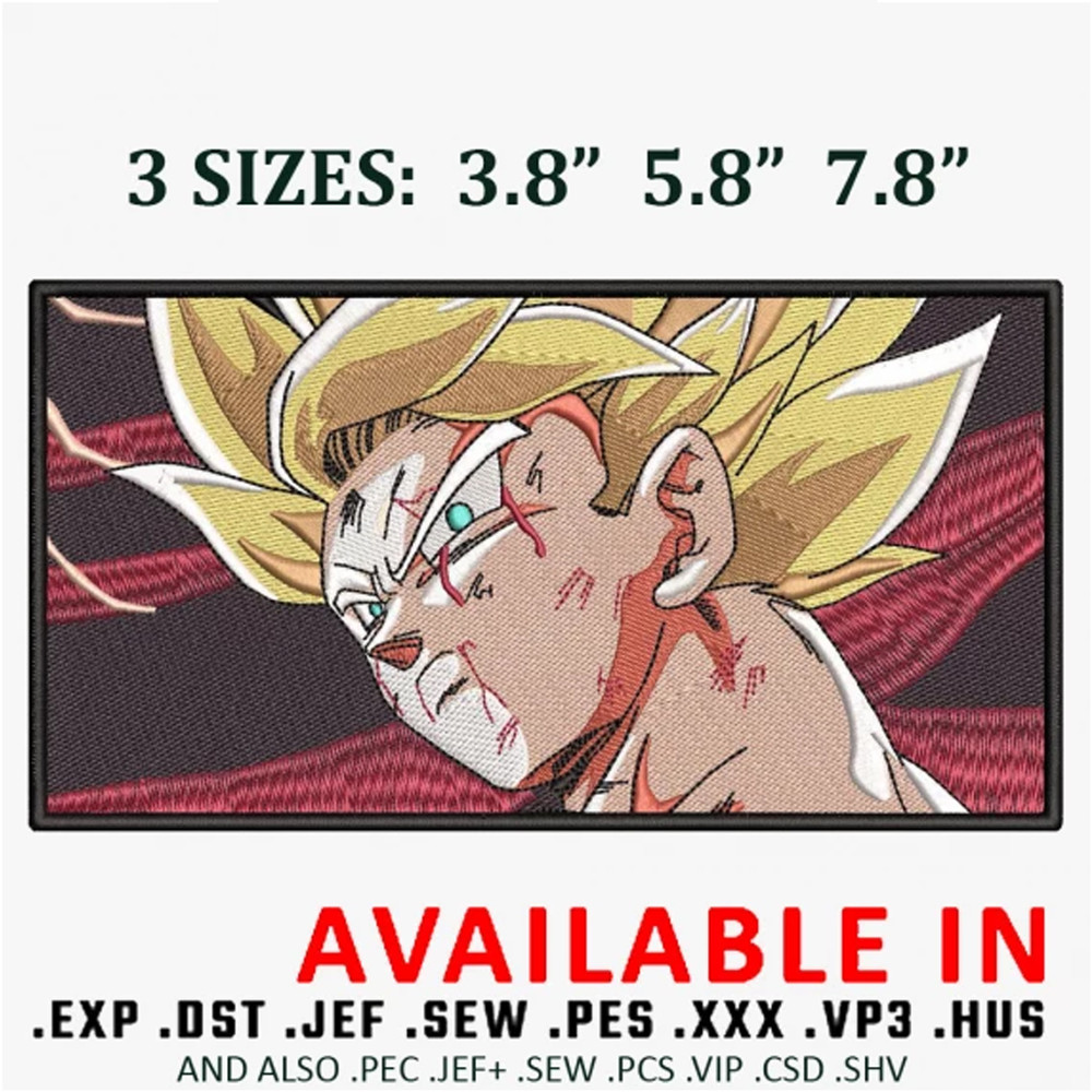 Goku super saiyan embroidery design