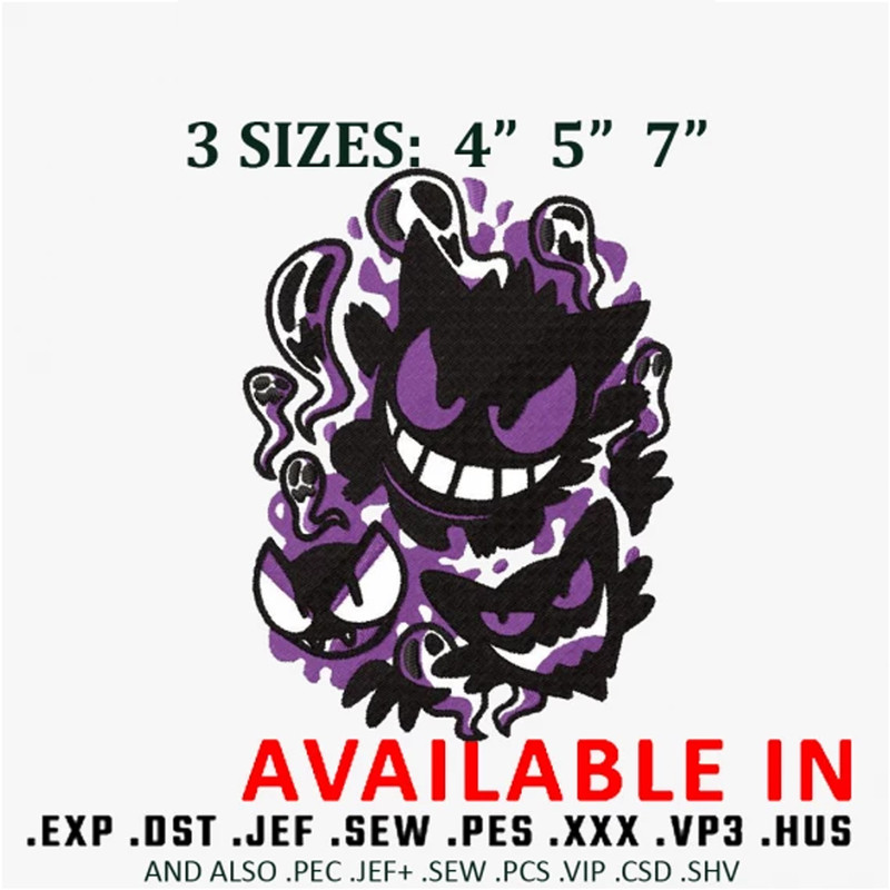 Gengar embroidery design