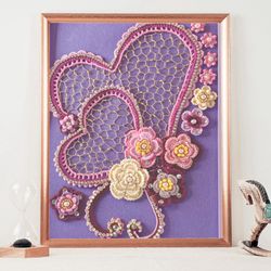 Irish crochet heart pattern , valentine's day crochet wall decor PDF pattern