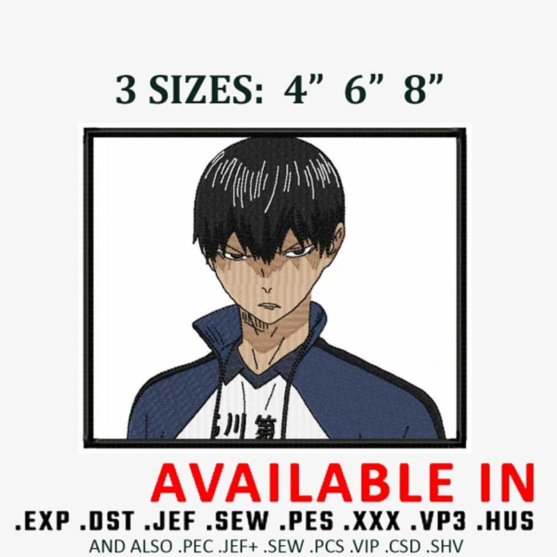 Kageyama tobio embroidery design