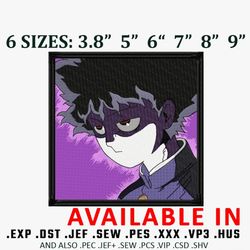 shigeo kageyama embroidery design, mob 100 embroidery, anime design, anime shirt, embroidery shirt, digital download