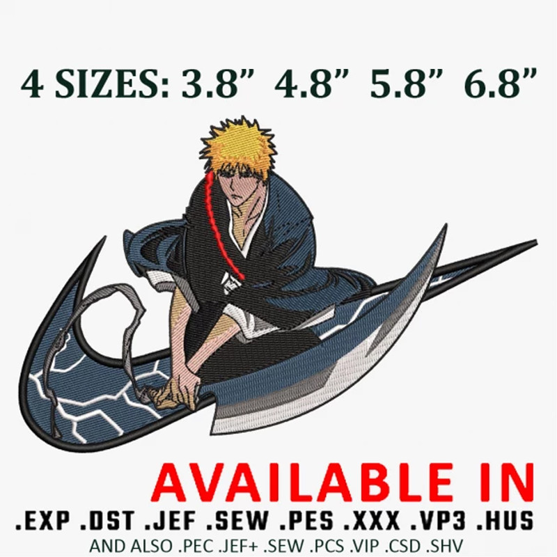 Ichigo swoosh embroidery design