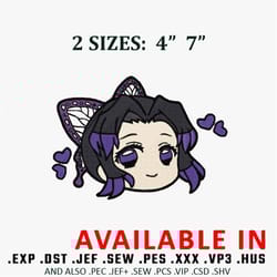 shinobu chibi embroidery design, demon slayer embroidery, anime design, anime shirt, embroidery shirt, digital download