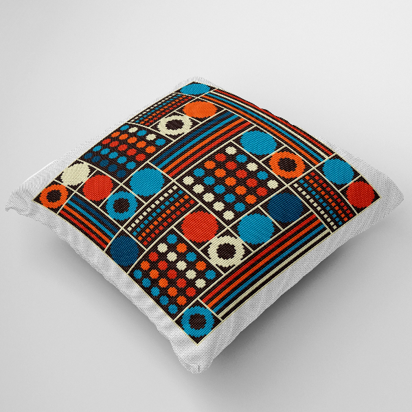 cross stitch pattern pillow retro
