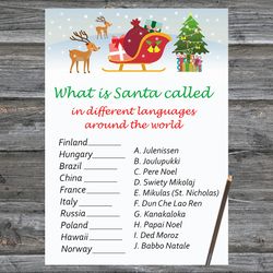 Christmas party games,Christmas Around the World Game Printable,Santa reindeer Christmas Trivia Game Cards