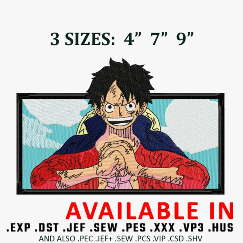 Luffy frame embroidery design