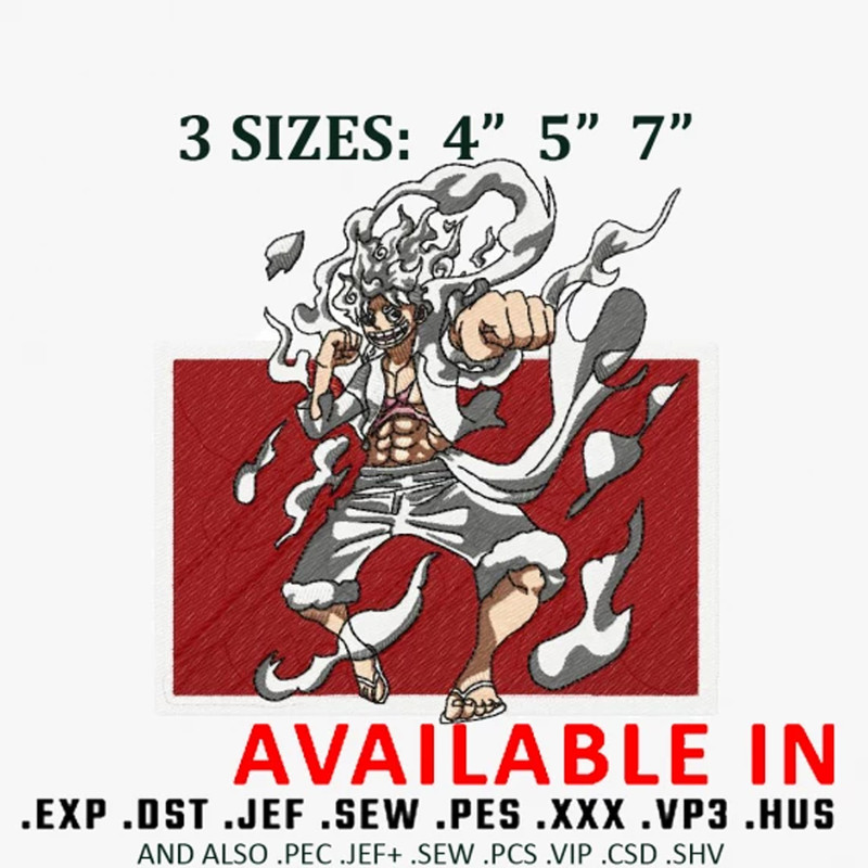 Luffy nika embroidery design